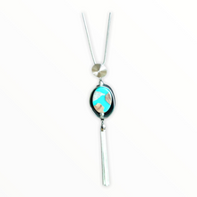 Charger l'image dans la galerie, sautoir-couleur-turquoise-pompon-argente
